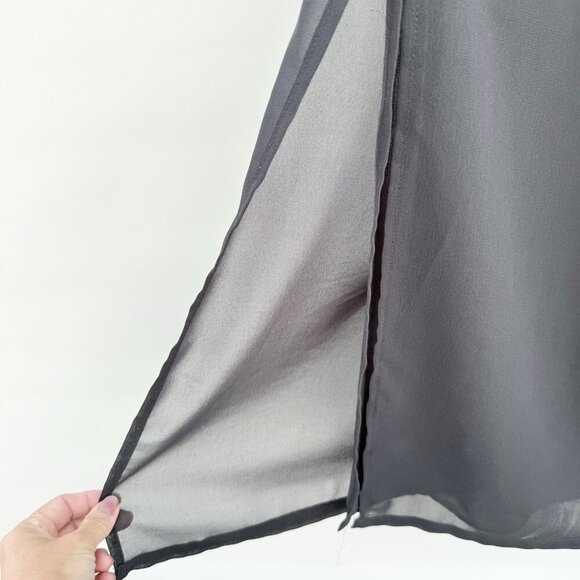 Tristan & Iseut Sheer Grey Chiffon Long Skirt Drawstring Closure Size L Vintage - Picture 4 of 12